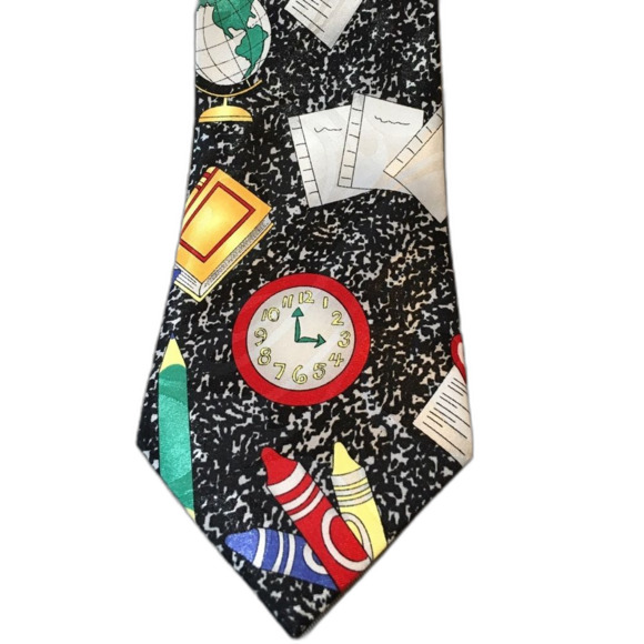 Steven Harris Teacher Tie Black White - Picture 2 of 5